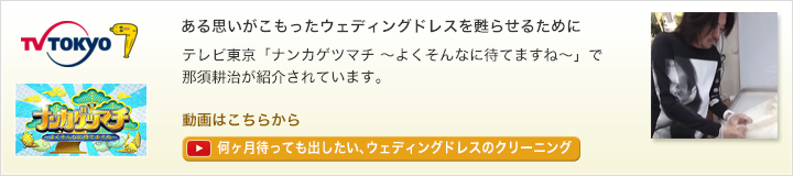 テレビ東京「ナンカゲツマチ ～よくそんなに待てますね～」ある思いがこもったウエディングドレスの染み抜き